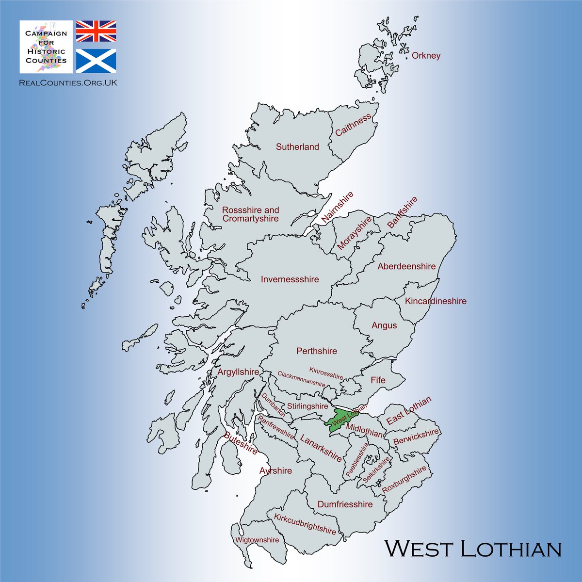 The County of #WestLothian or Linlithgow is a shire on the south bank and at the head of the Firth of Forth.

Its county town is the royal burgh of Linlithgow, from which it takes its alternative name, #Linlithgowshire.

🇬🇧 #HistoricCounties | #RealCounties 🏴󠁧󠁢󠁳󠁣󠁴󠁿