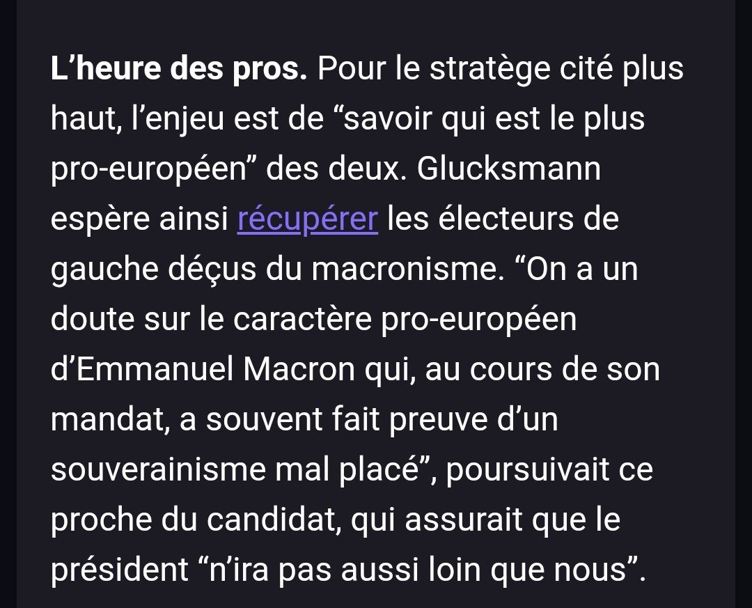 Macron est un souverainiste selon l'équipe Glucksmann