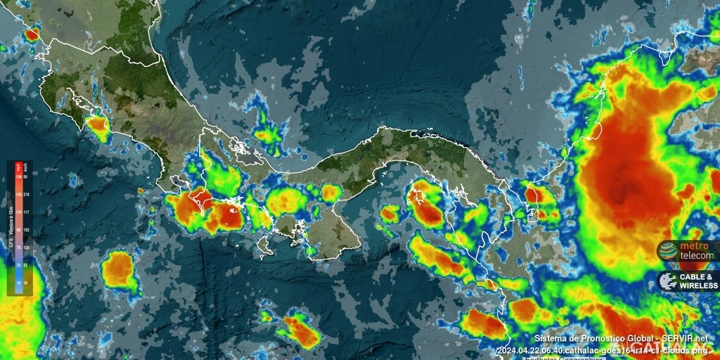 Imagen actualizada de satélite GOES-16 (banda infrarroja 500m) para Panamá y Costa Rica - animaciones en bit.ly/1jdfCr4 - #CATHALAC #Tiempo #clima #meteo #nubes