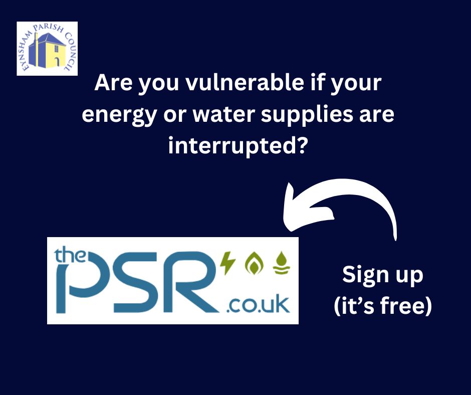 If you have a medical condition, disability or are in a household with young children you may get additional support. Read about the @ofgem Priority Services Register and sign up: eynsham-pc.gov.uk/news.aspx?nid=… #energyaware