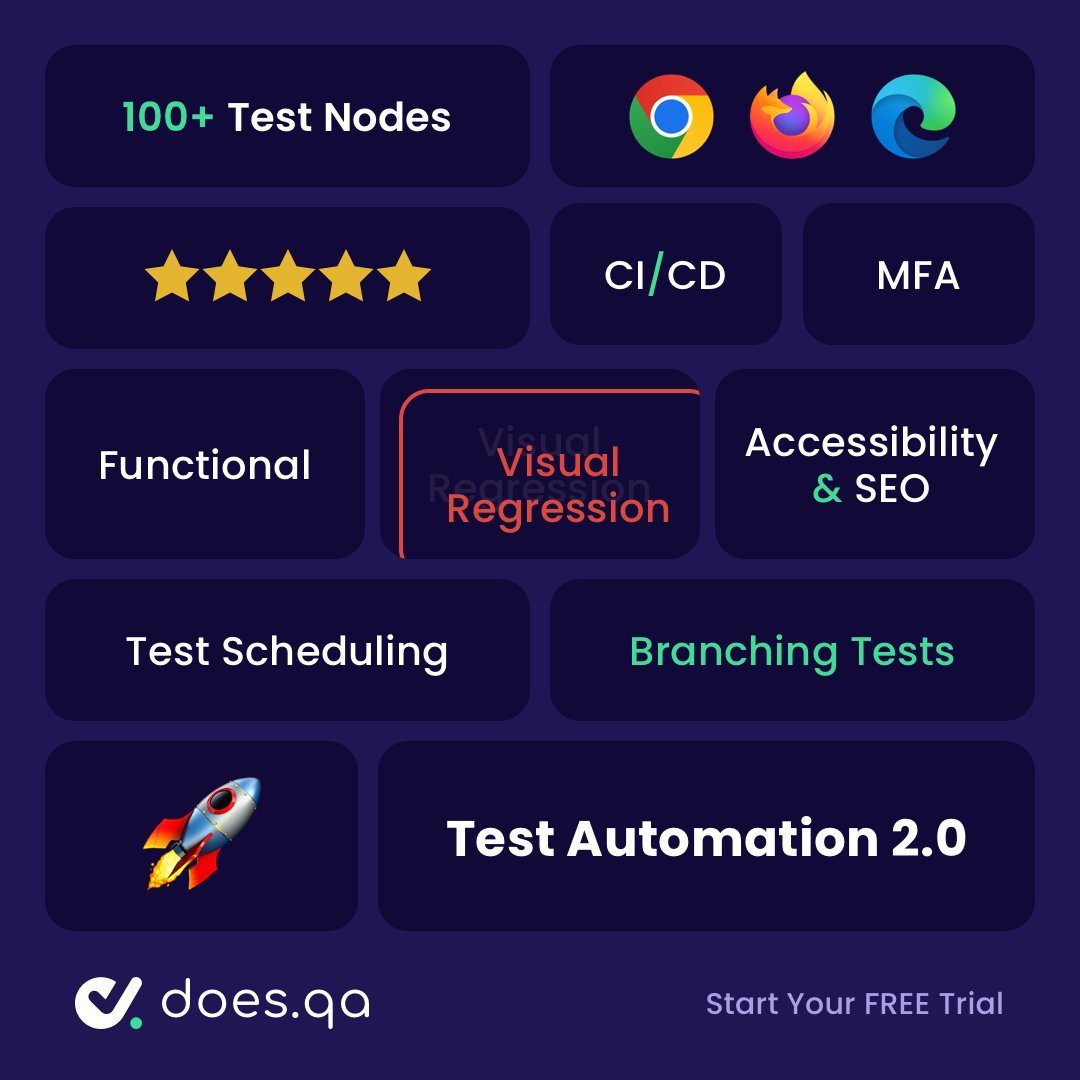 does_qa's tweet photo. Introducing: Automation Testing 2.0

✅ Insanely Powerful
✅ Less Expensive
✅ Rapid 🚀

Start a FREE trial and see for yourself: https://t.co/mxDZ4UIN5j
