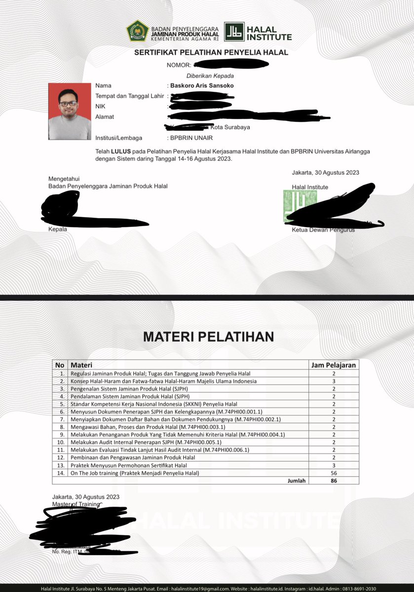 Halo gaes in case ada UMK (Mikro-Kecil) (terutama yang di Surabaya) produk non-kimiawi, misalnya fashion, fnb, tekstil, perlu penyelia halal sangat dipersilakan hubungi aku ya. ☺️🙏🏼

Aku bisa bantu dampingi proses sertifikasi halal.