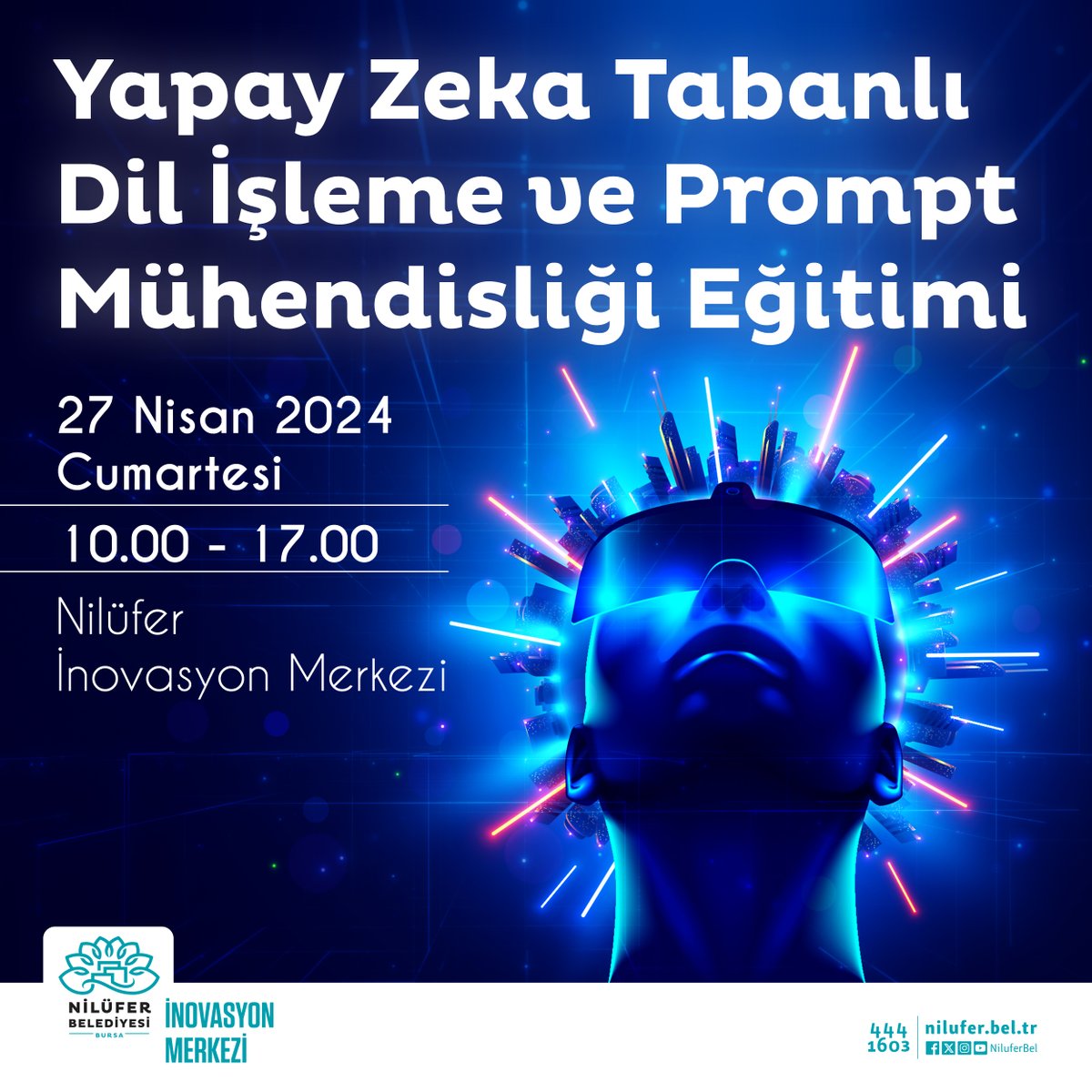 📢 Sizleri “Yapay Zeka Tabanlı Dil İşleme ve Prompt Mühendisliği” eğitimine davet ediyoruz! 27 Nisan 2024 Cumartesi günü, 10.00-17.00 saatleri arasında, yüz yüze ve ücretsiz olarak gerçekleşecek eğitime kayıt için gerekli başvuru ⬇ linkin.bio/nilovasyon #yapayzeka ⏬