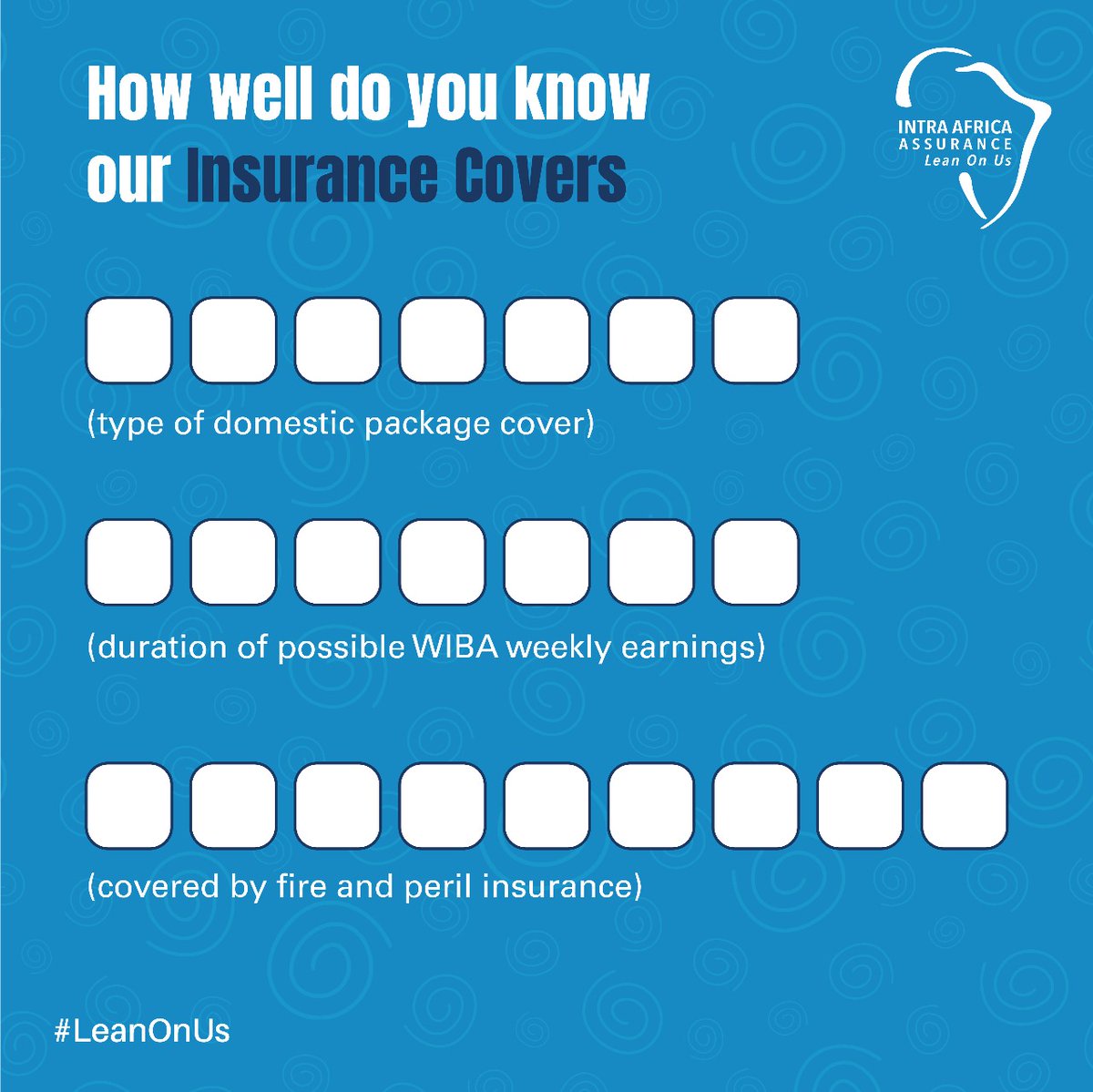 intraafrica's tweet image. Ready for another fun puzzle? Let's see how
well you know our Insurance Covers. #Insurance
#InsuranceCovers #Puzzles #IntraAfrica