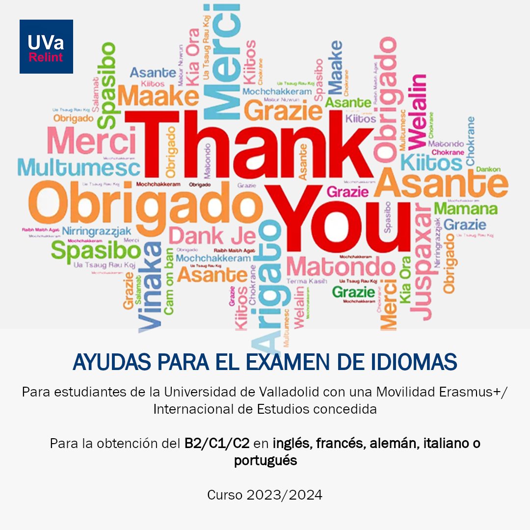 Disponible la Convocatoria de Ayudas para Examen de Idiomas B2/C1/C2 para estudiantes de la <a href="/uva_es/">Gabinete de Comunicación Universidad de Valladolid</a> con una Movilidad Erasmus/Internacional concedida en el 2023/2024

Infórmate

📅 Hasta el 30/09/2024

ℹ️ bit.ly/movilidadestud…
