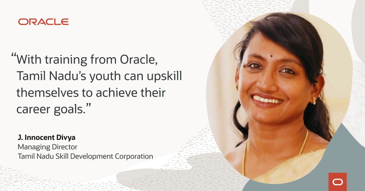 We've collaborated with @naan_mudhalvan to train over 200,000 youth on modern technologies, like cloud, data science, AI, ML, blockchain. @Oracle_Edu working to enhance employment opportunities for India's youth and build its' IT talent pool.