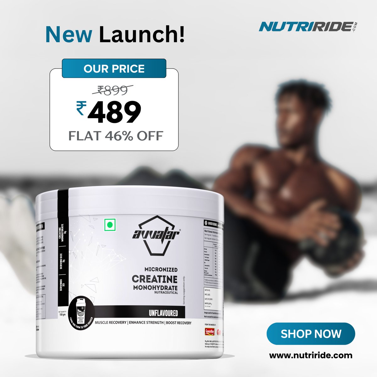 Experience 3000mg of pure #AvvatarCreatine monohydrate, now available at #Nutriride! 💪

Buy Online: nutriride.com/products/avvat…

#AvvatarNutrition #MuscleStrength #MuscleRecovery #Bodybuilding