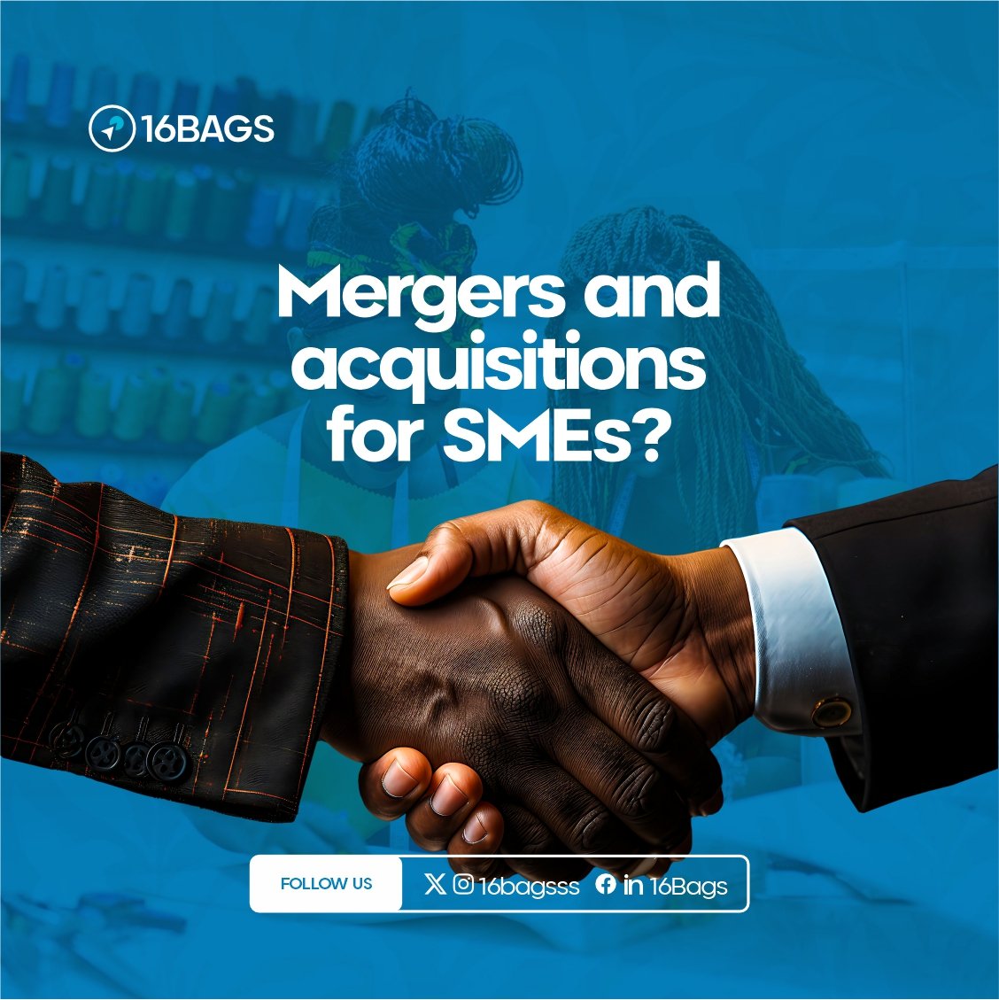 Mergers and acquisitions is typically known for big corporates. 

16Bags is making it an option for mid-sized businesses across Africa. 

Get familiar with our website - 16Bags.com

#16bags #BuyABusiness #SellYourBusiness