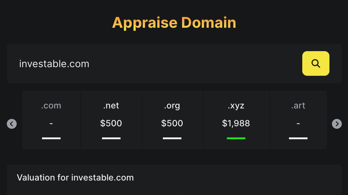 There are many Domain appraisals tools other there but we like to give it another try. We try to give you data to determine if you should register or buy a name and how to price it to sell sale.

Here's How we do it.  Read in detail👇

Other TLDs of your Exact Match Domain. You