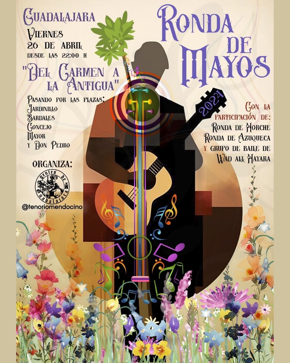 ¡Os invitamos a celebrar la Ronda de Mayos 🎸 con nosotros!🎭🩷
Será el próximo viernes 26 de abril a partir de las 22.00h
Pasando por las plazas del Jardinillo, Bardales, El Concejo, Plaza Mayor y Plaza Don Pedro.
Os esperamos!✨👏🏻
#mayos2024 #gentesdeguadalajara #guadalajaraes