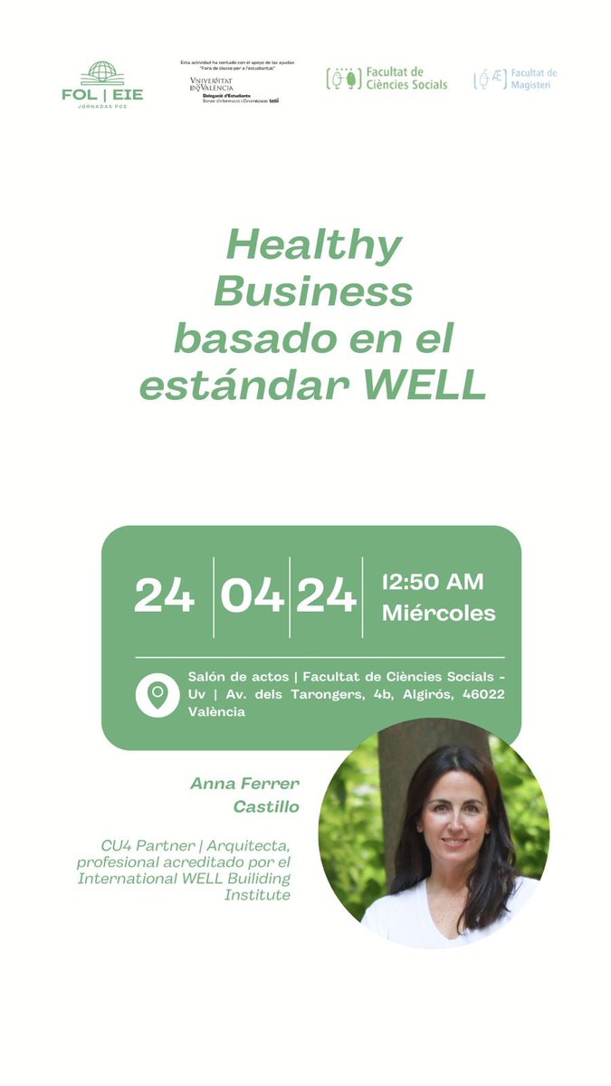 Dª. Anna Ferrer Castillo. #Healthybusiness 🙌 🌱