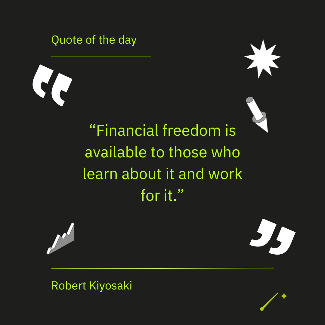 FINANCIAL QUOTE OF THE DAY ☝️ “Financial freedom is available to those who learn about it and work for it.” ― Robert Kiyosaki merlininvestor.com