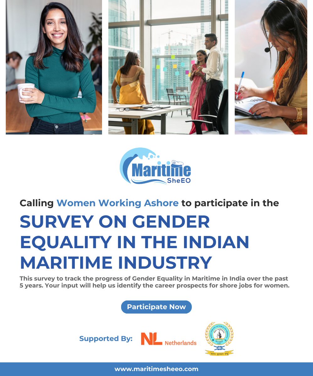 🚨 Attention #WomeninMaritime in 🇮🇳 

surveymonkey.com/r/8XPTRVC

 In partnership with Consulate General of the Netherlands, and the support of DG Shipping. 

 #MaritimeSheEO