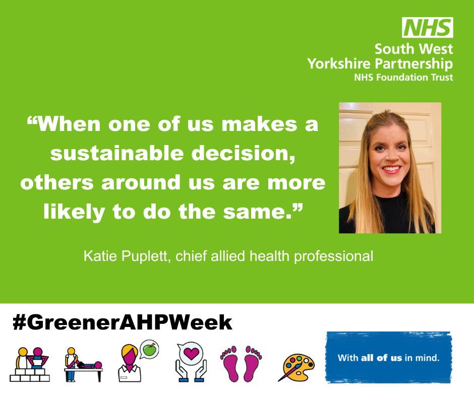 💚 This week our allied health professionals are looking at what it means to be green 💚 Our chief AHP @katiepuplett shares what #GreenerAHPWeek means to her and gives some practical tips on how we can all make more sustainable choices... 👉 buff.ly/443Dyfe