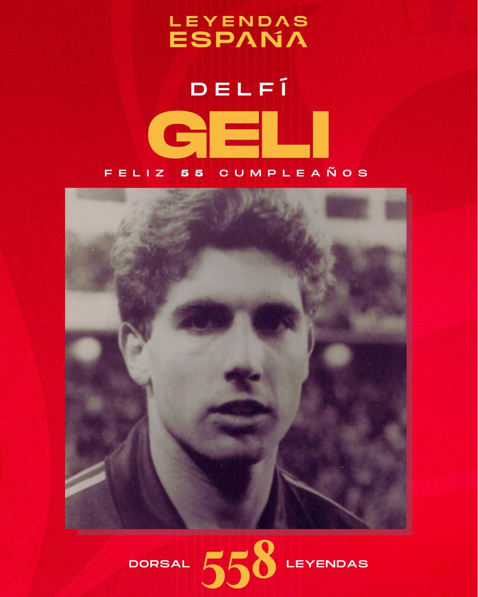 😙💨🎂Delfí Geli 𝗖𝗨𝗠𝗣𝗟𝗘 HOY 55 ¡Felicidades!

✔️Su primer encuentro con la @SEFutbol fue ante Portugal en 1992. Sumó un total de 4 partidos con la selección.

#SomosEspaña 🇪🇸