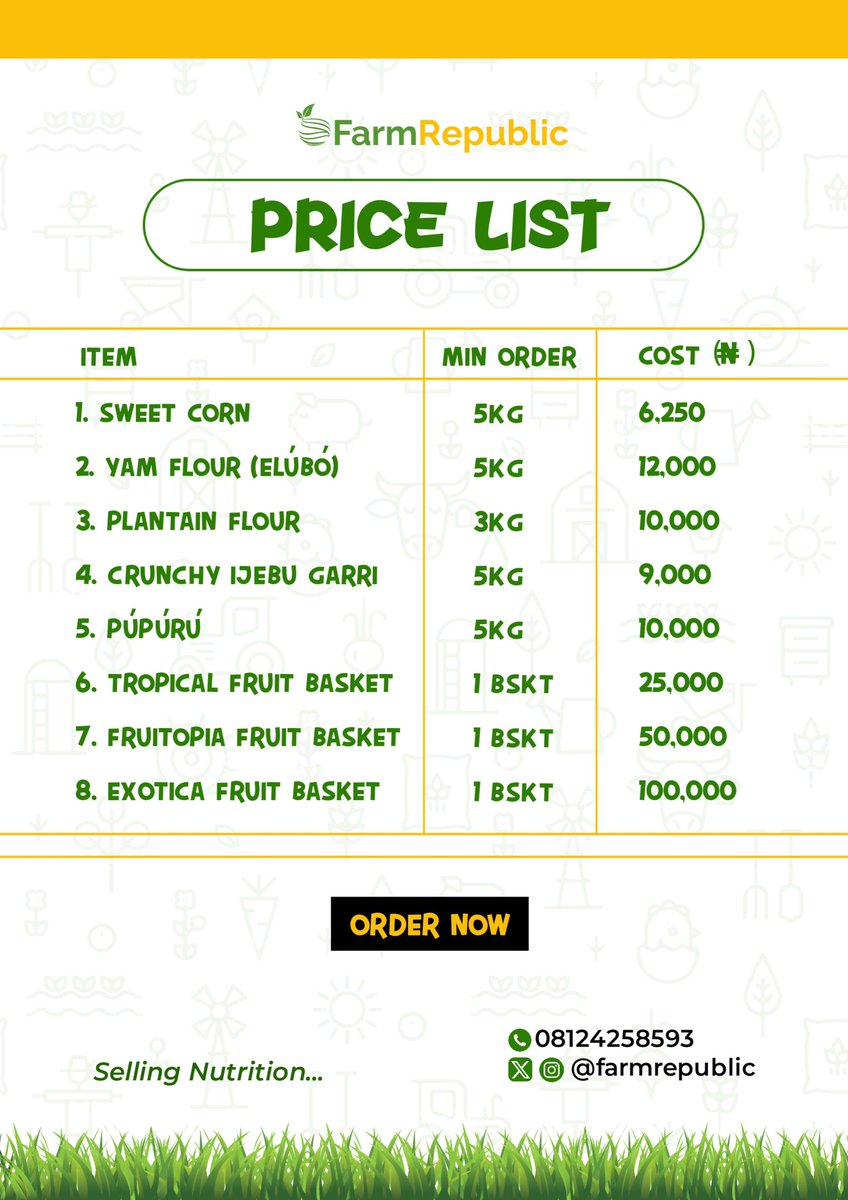 Today is a good day to buy your food stuff from us. Check out our price list 👇🏽 We deliver ✅ Order here wa.me/message/ZXYUWD…. #sellingnutrition