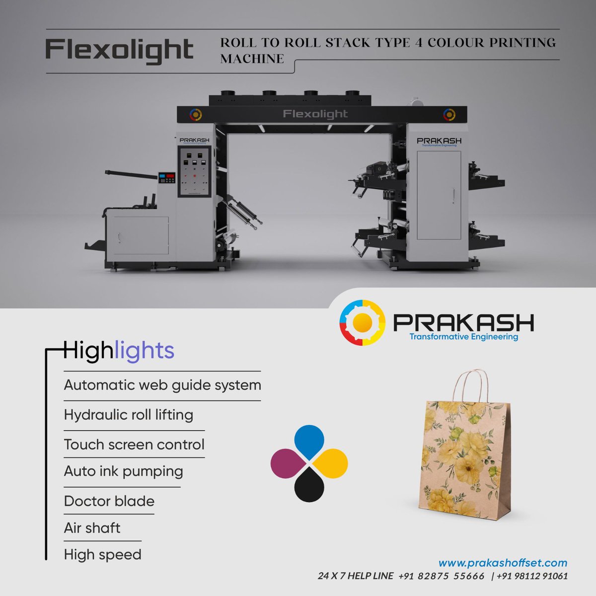 prakashmachine's tweet image. Roll to Roll Stack Type 4-Color Printing Machine🚀🖨️

Boost your printing productivity with our Roll to Roll Stack Type 4-Color Printing Machine. 🔄🎨 Simplify your production process with ease! 
For more
🌐 t.ly/Zy63V

#Flexomachine #PrintingTechnology #FlexoMachine