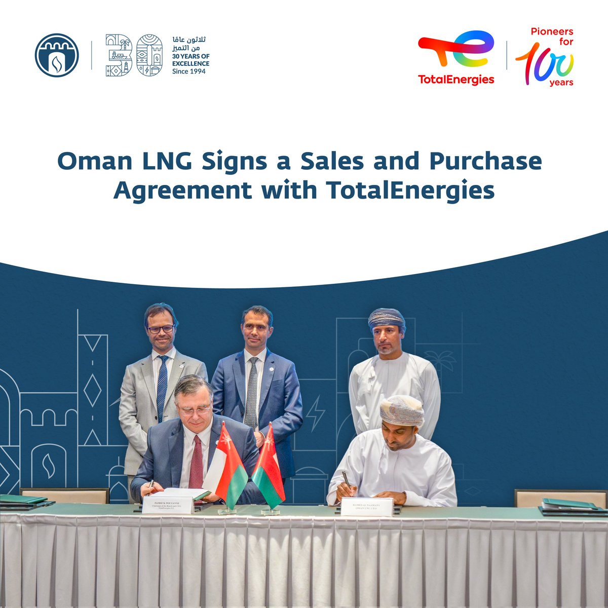 وقعت الشركة العمانية للغاز الطبيعي المسال اتفاقية بيع وشراء مع شركة توتال إنرجيز بهدف تصدير 0.8 مليون طن متري سنويًا من الغاز الطبيعي المسال. تعكس هذه الاتفاقية جهود الشركة في دعم الاقتصاد الوطني من خلال تصدير الغاز الطبيعي المسال من سلطنة عمان للأسواق العالمية. Oman LNG has…
