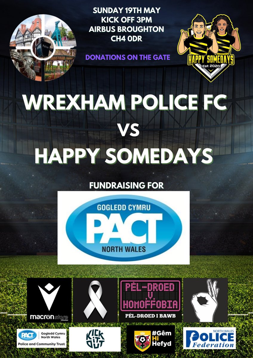 On 19/05/24 we’re playing a mixed gender charity game 🆚 @happy_somedays, an inclusive club from #Manchester. We’re raising funds & awareness for @PACTNorthWales, a trust that supports & helps improves the quality of life for communities across #NorthWales