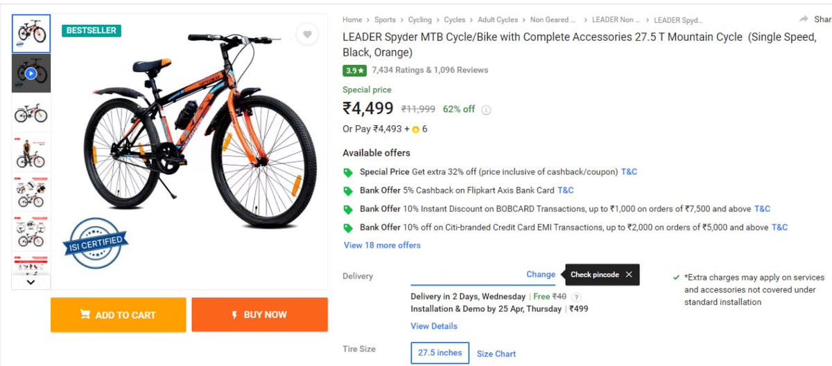 💥LEADER Spyder Cycle @4499💥

 fkrt.to/9sDs3r3Z

#roobai #roobaioffl #StealDeal #Exclusive #bestoffers #onlineshopping #ecommerce #shoponline #business #deals #tips #shoppingonline #visit #sale #sale #fashion #shopping