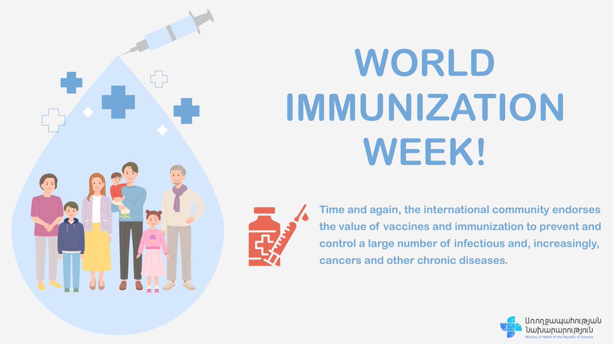 🗓️#Immunization currently prevents 3.5-5 million deaths every year from diseases like #diphtheria, #tetanus, #pertussis, #influenza and #measles. 🌐#ImmunizationWeek