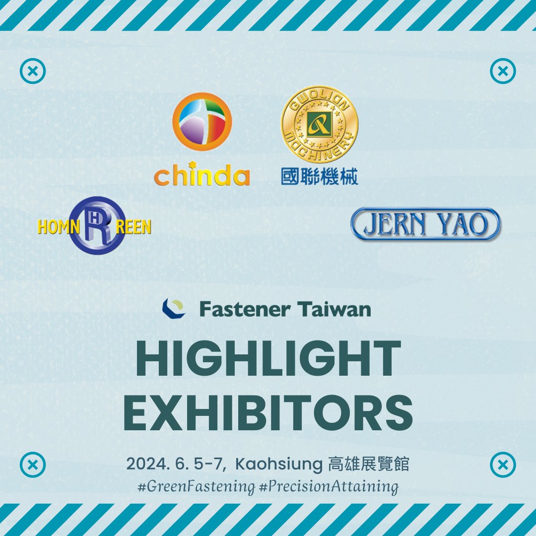 Join the countdown! Only 44 days until #FastenerTaiwan2024 opens on 6/5! Learn about top exhibitors like #TaiwanShanYin, #KuolienScrewIndustrial, #HomnReen, and #JernYao. Sign up now to experience the latest fastener technology! 🚀🤩 fastenertaiwan.com.tw/en/index.html