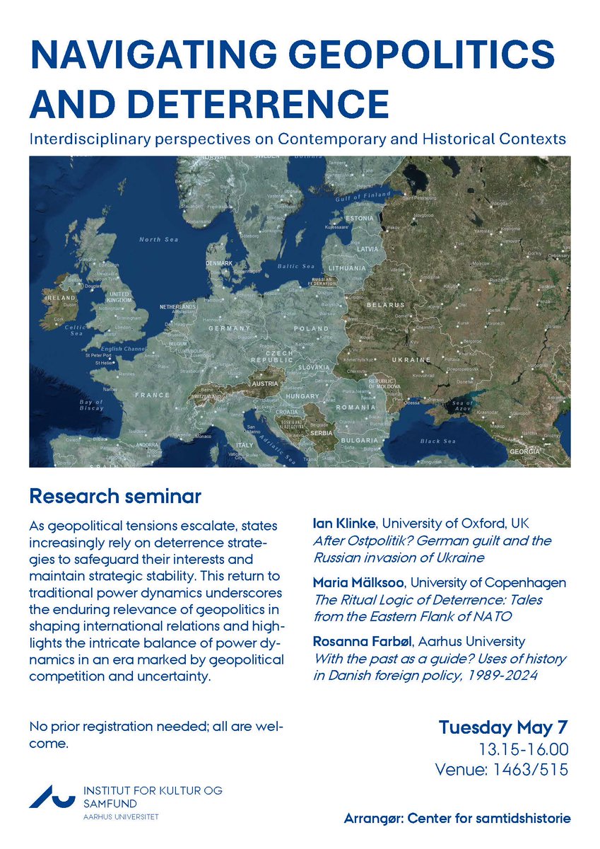 Seminar om geopolitikkens genkomst d. 7. maj på <a href="/AarhusUni/">Aarhus Universitet</a>! Alle er velkomne. 
#dkforsk #geopolitk #tværfaglighed