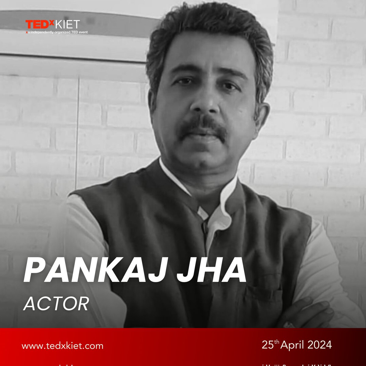 Meet Pankaj Jha: actor, painter, poet, and photographer! Known for roles in 'Panchayat', 'Mirzapur', and acclaimed films like 'BlackFriday'. With six successful solo exhibitions and a passion for poetry, he's ready to inspire at TEDxKIET’24 on April 25th, 2024!