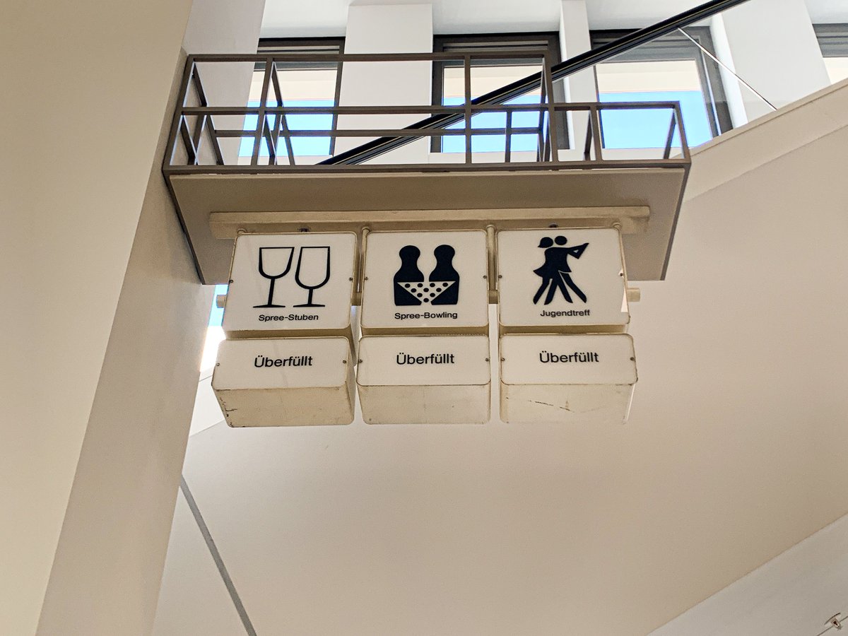 Some of the original occupancy signs of the bar, bowling alley and dancehall from the Palast der Republik (can now be found in the Humboldt Forum).