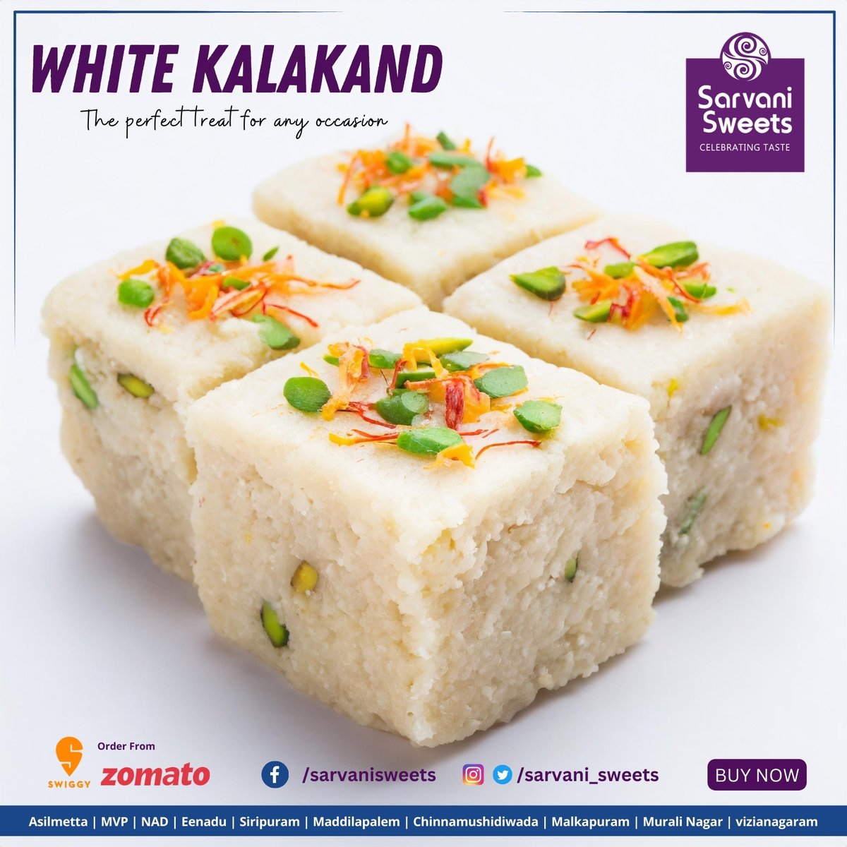 White kalakand, also known as milk cake, is a classic Indian sweet that is popular for its simplicity and melt-in-your-mouth texture.

@Sarvani_Sweets

#whitekalakand #sweets #indiansweets #yummy #traditionalsweets #sarvanisweets #tasty