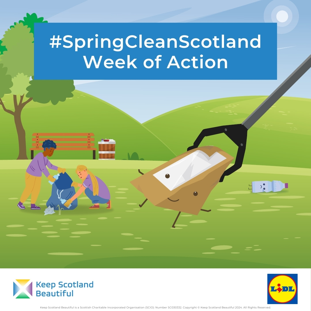 Our #SpringCleanScotland week of action in partnership with @LidlGB continues today at the Tollcross store in Glasgow at 10am 🚮 We had a brilliant day yesterday in Pollockshaws, let's do it again today! Get involved now: ow.ly/LcNK50RjZNM