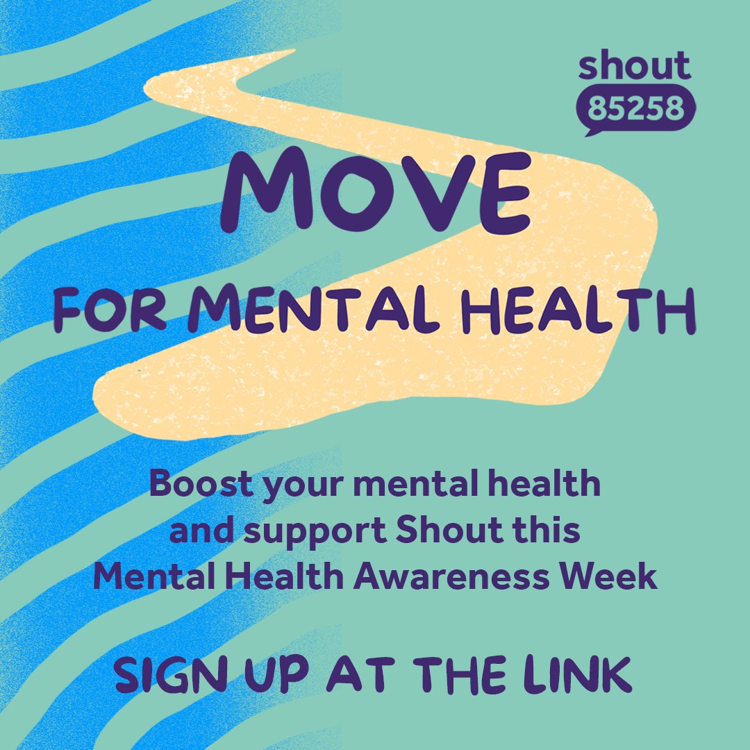 Today we launch a new campaign, 'Move for Mental Health', to get the nation mentally fitter and to raise vital funds for Shout. We're challenging you to take on a week of daily exercise for wellbeing this #MentalHealthAwarenessWeek (13 - 19 May). Sign up: giveusashout.org/move/