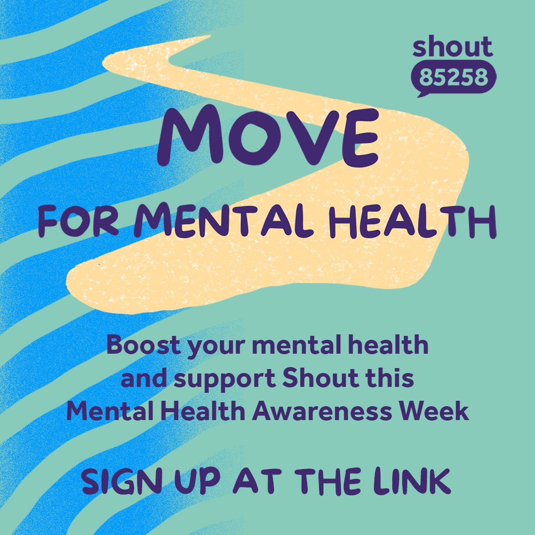 Today we launch a new campaign, 'Move for Mental Health', to get the nation mentally fitter and to raise vital funds for Shout.

We're challenging you to take on a week of daily exercise for wellbeing this #MentalHealthAwarenessWeek (13 - 19 May). Sign up: giveusashout.org/move/