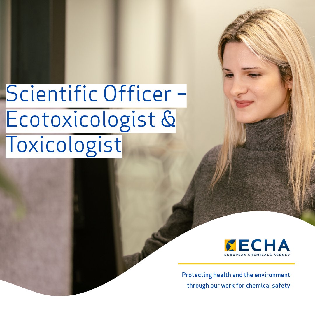 #EUJobs - Are you the next scientific officer joining us in Helsinki? We are looking for proactive and solution-oriented ecotoxicologists and toxicologists to work for #ChemicalSafetyEU ➡️Check the vacancy notice and apply until noon 15 May 2024. 🔗fcld.ly/jobscientifico…