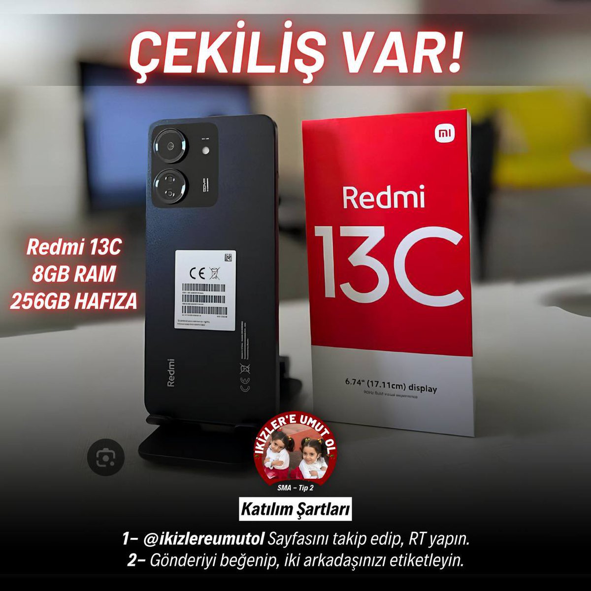 📢 Çekiliş Zamanı! 🎁 1 kişiye REDMİ 13C Hediye Ediyoruz! 🎁 📌 Çekiliş Şartları: Bizi Takip Edin: @ikizlereumutol Gönderiyi Beğenip, RT Yapın, 2 arkadaşınızı yoruma etiketleyin… Çekiliş Sonuçları: 1 Mayıs Çarşamba saat 21:00’de Açıklanacaktır. ✨