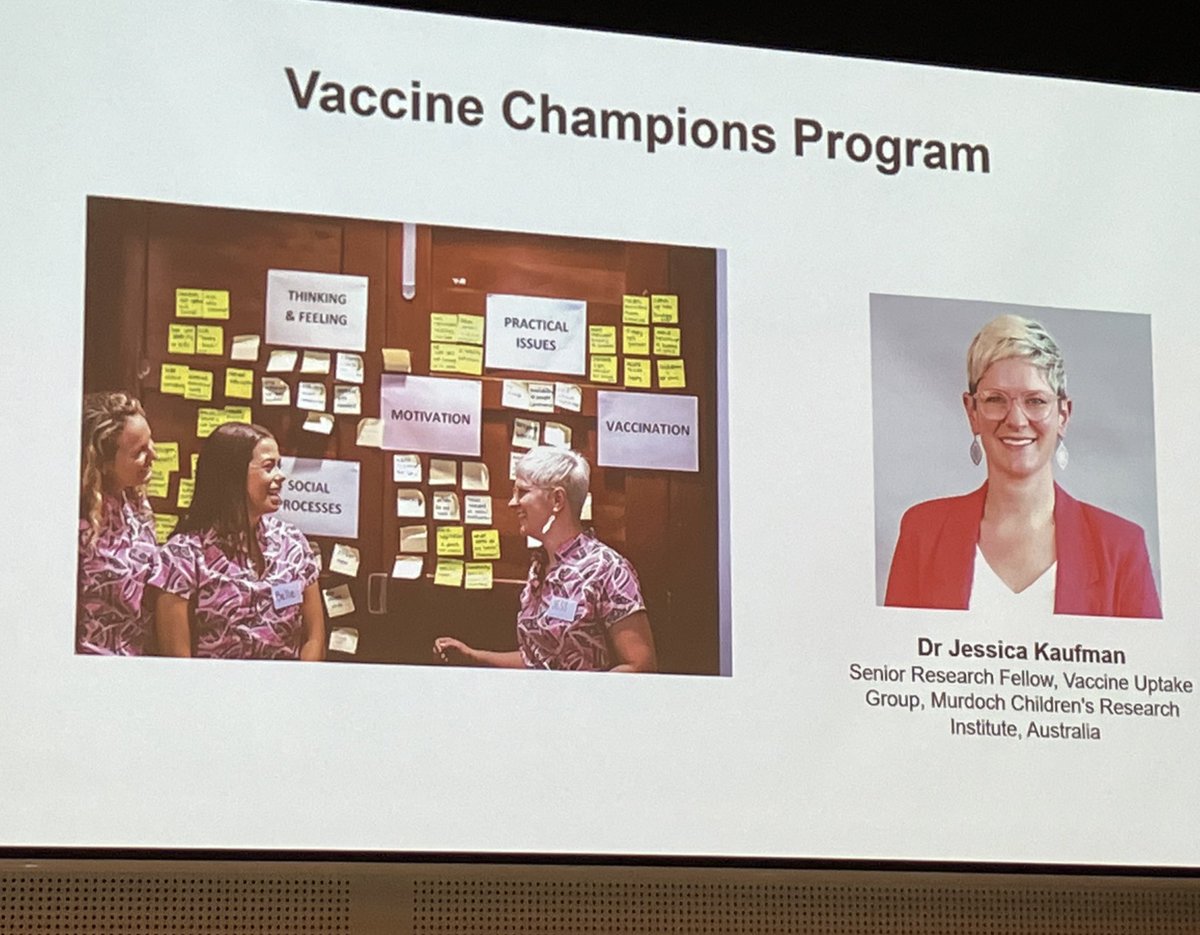 “Our health workforce & government messaging can only reach so many people.” Dr Jess Kaufman of @MCRI_for_kids The Vaccine Champions Program which used codesign workshops to “match the messenger to the message.” @DanchinMargie #WHSMelbourne2024