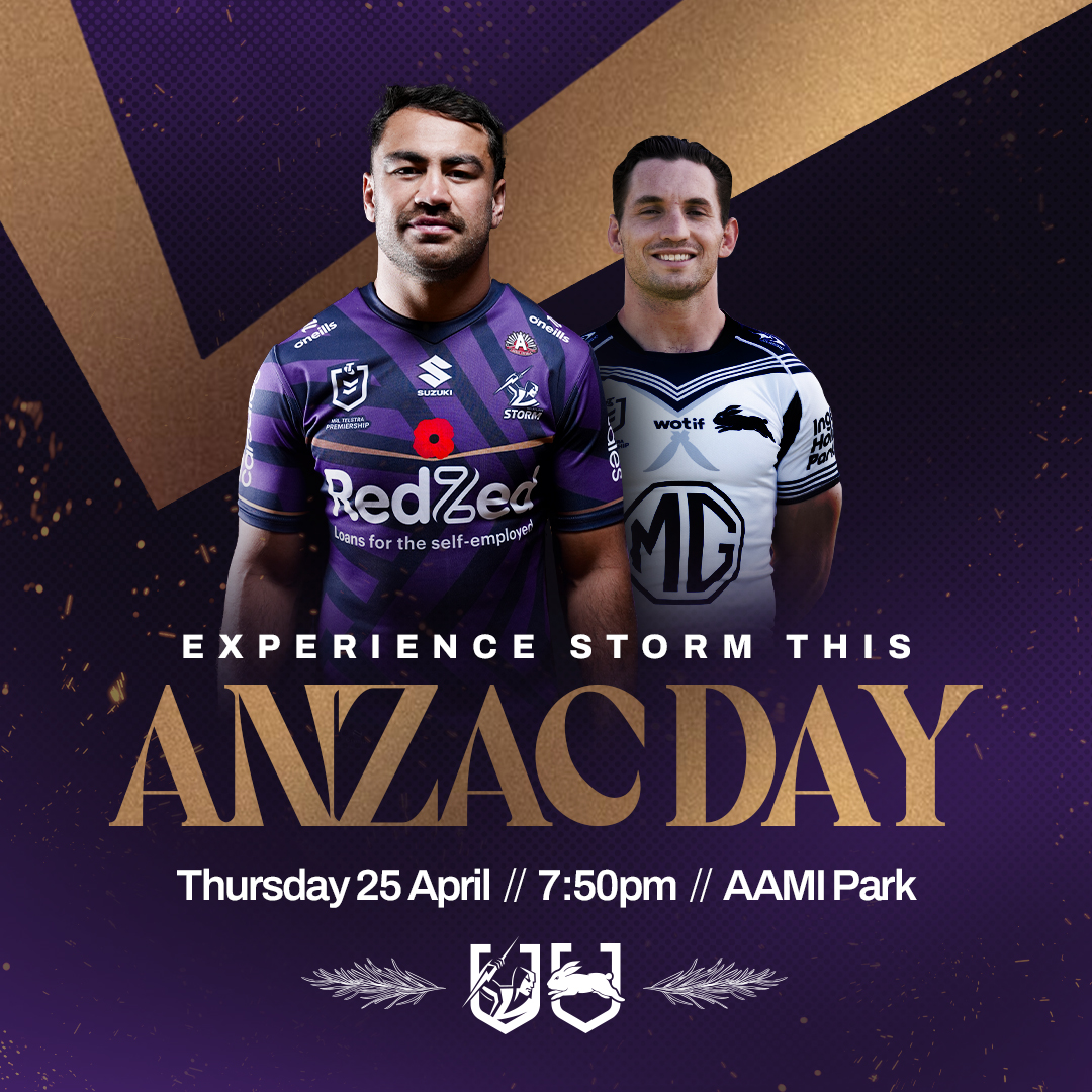 ⏭ 𝗨𝗣 𝗡𝗘𝗫𝗧 ⏭ @storm are 🔙 at home for their annual ANZAC Day game on Thursday night. 🎟 Tickets: bit.ly/AP-STORM0824
