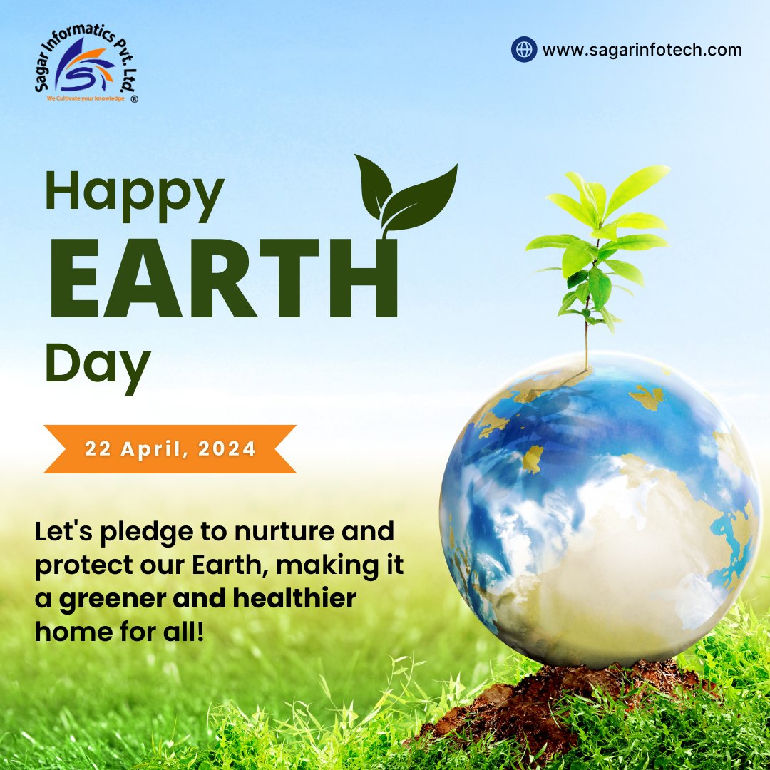 Happy #WorldEarthDay! 🌍 Let's celebrate our beautiful planet and commit to protecting it for generations to come. 🌱
.
.
.
#WorldEarthDay #GreenLiving #ProtectOurPlane #BreatheClean #SustainableFuture #EarthDay2024 #GoGreen #EcoFriendly #Sipl #SagarInformatics