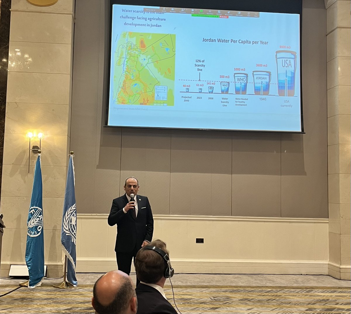 .@FAO launches the 'Ecosystem-Based Solutions and Utilization of Non-Conventional Water for Agriculture in #Jordan' workshop to address #water challenges & utilization of non-conventional water sources for #agriculture in 🇯🇴.
