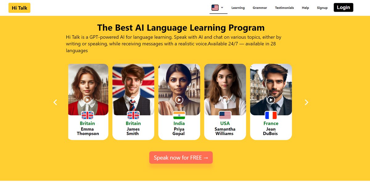 AI Marketing Toolkit 🛠️🔖🚀 AI tools for daily productivity 🔍📱 1⃣ Hi Talk 🤖 Language Learning 🔗 hitalk.ai Description: Your personal AI language teacher. @fogle_shane @Shi4Tech @FrRonconi @Nicochan33 @sallyeaves @Khulood_Almani @Eli_Krumova @mvollmer1