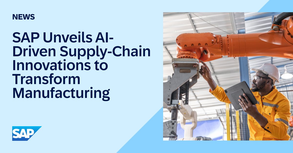 .@SAP is unveiling new AI advancements for supply chain solutions to unleash a transformative wave of productivity, efficiency and precision in manufacturing. Get the news from #HM24 ➡️ sap.to/6015bwdJB @SCMatSAP