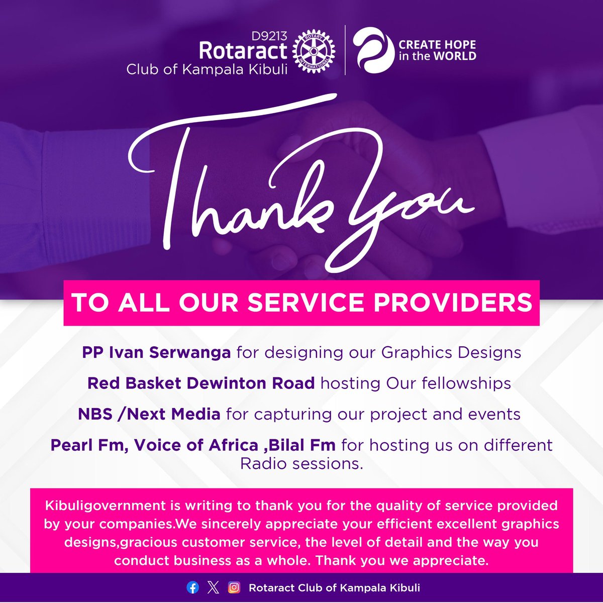 We extend our heartfelt thanks to our service providers. Without your unwavering support and commitment, winning the Rotaract Image and Community Service Awards would not have been possible. @RotaractD9213 @RotaryMedia256 @Rotaract_TV #KibuliGovernment #RctKlaKibuliAt9