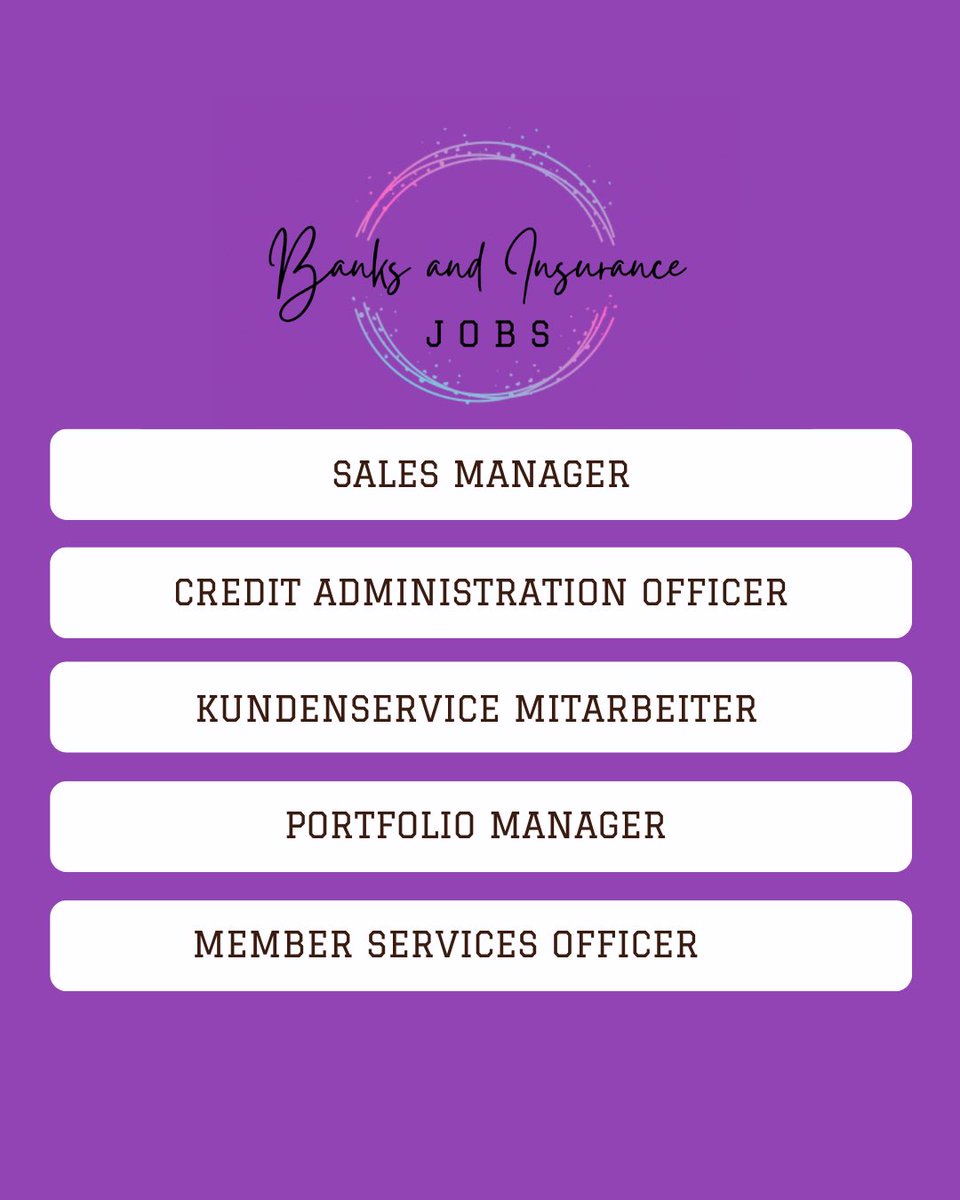 🗣️VACANCIES!

Did you check out these vacancies, yet?! Btw, there are more vacancies on our job board at banksandinsurancejobs.com so give it a visit too! 

#JobOpening #hiring