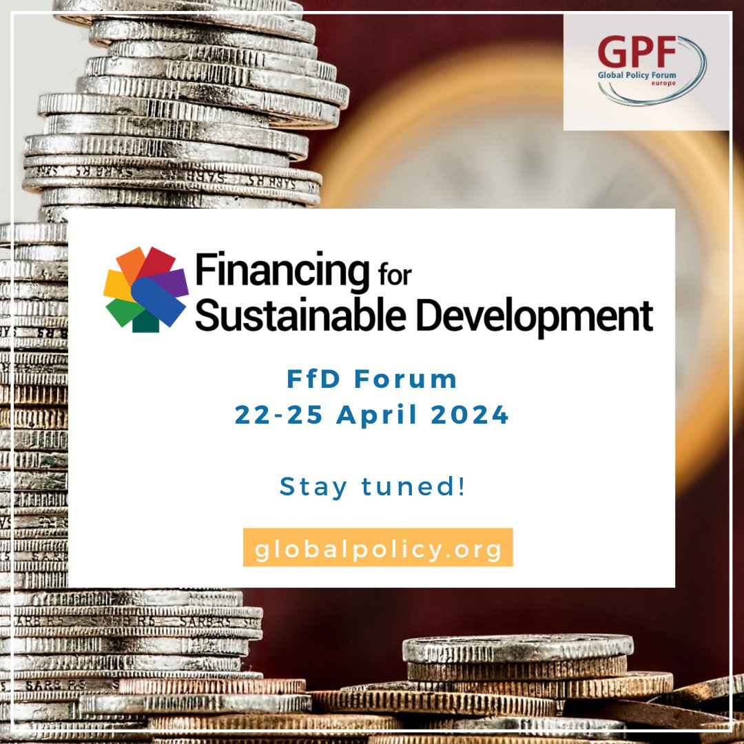 Taking place this week (22-25 April) -
<a href="/UNECOSOC/">UN ECOSOC President</a> 2024 Financing for Development (#FfD) in #NYC!

We will be there supporting civil society positions on #Fin4Dev, #DebtRelief et al.

Overview of #FfDForum:
financing.desa.un.org/what-we-do/ECO…

#FfD4 #GlobalGoals #FinancingOurFuture #EndPoverty