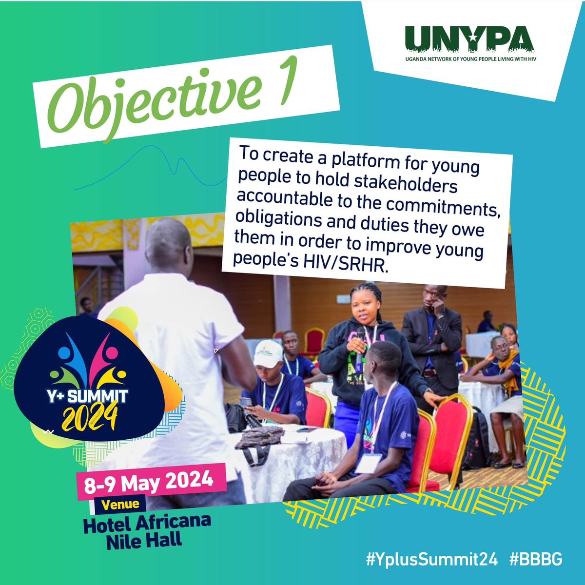 Objective 1️⃣

Will create a platform to amplify the voices of young people, raise awareness about HIV/SRHR issues, and advocate for policy changes and improvements in services. 
@UNYPA1
#YPlusSummit24 #BBBG