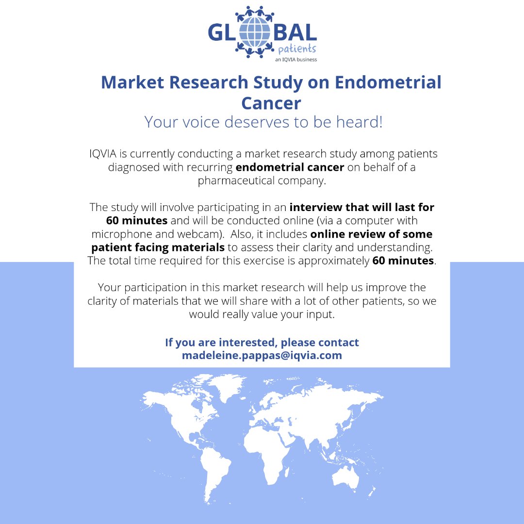 IQVIA is conducting a new study for individuals diagnosed with endometrial (womb) cancer. If you're interested in finding out more, please contact the email address in the post, and let them know you heard about it through Peaches.
