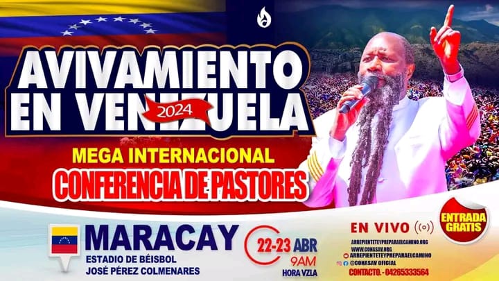 PRECIOUS PEOPLE YOU'RE ALL HUMBLY INVITED to a powerful Pastors Conference Live From MARACAY VENEZUELA.

#EndTimeRevivalFlames