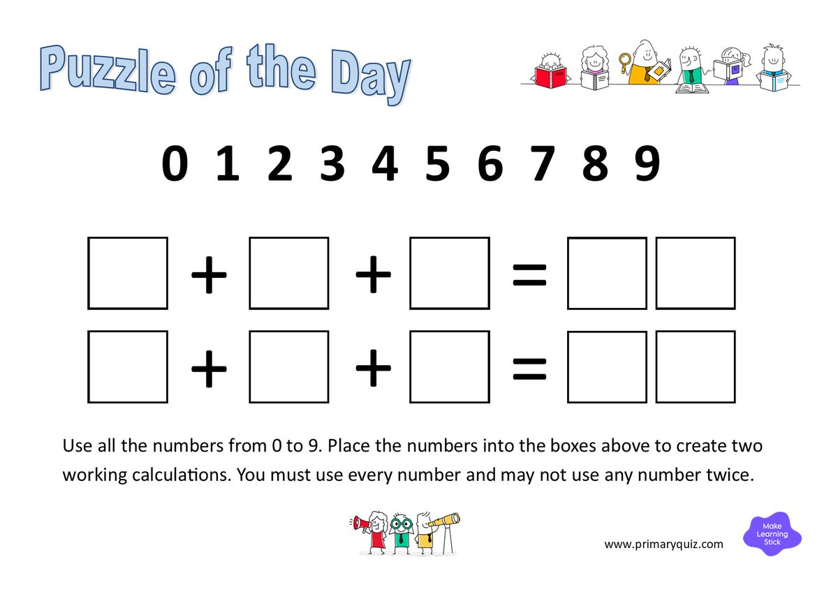 A Maths Puzzle for Monday 22nd April! Like and retweet it for a chance to win a Primary Quiz subscription for your school.
