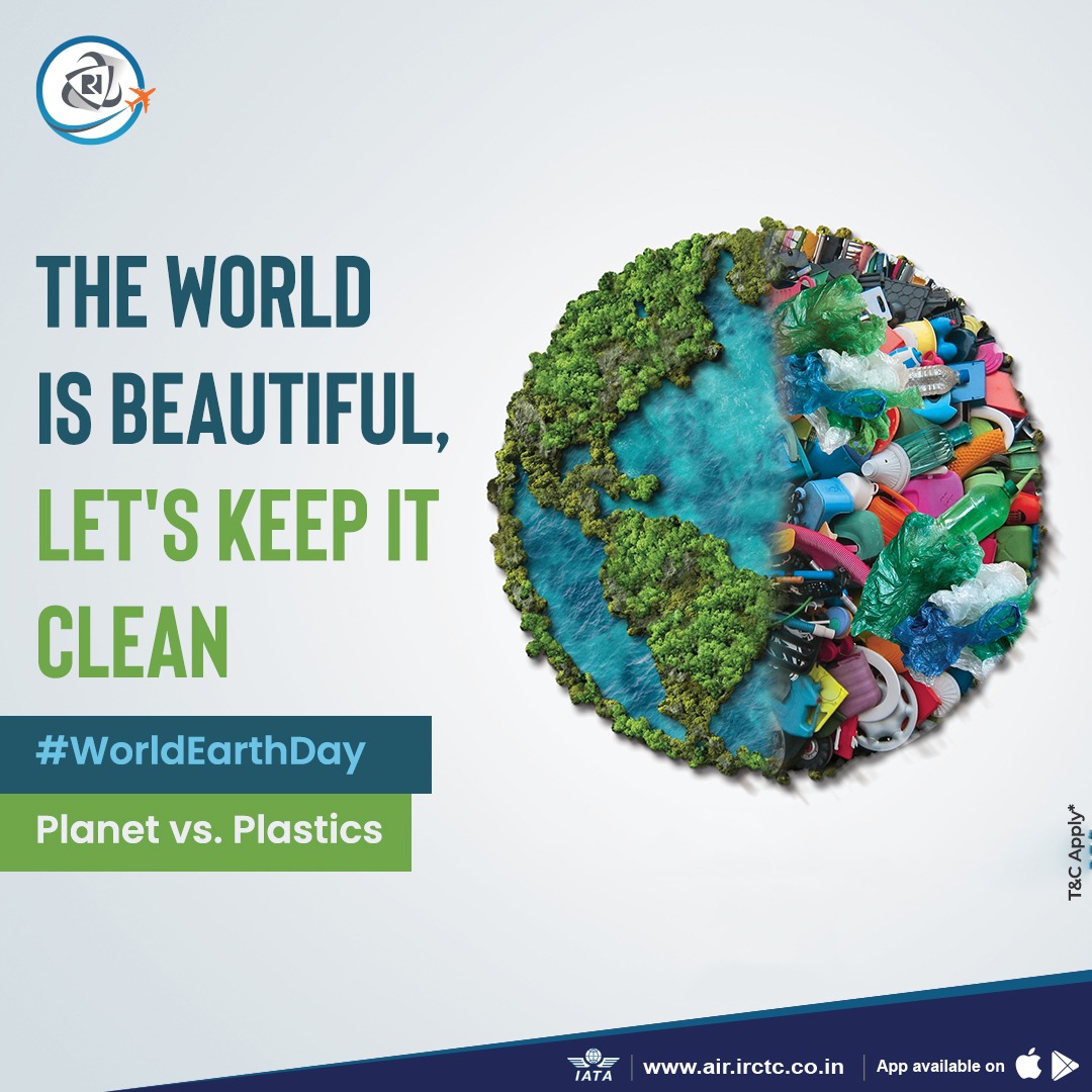 This #WorldEarthDay, let's pledge to be responsible travellers and keep tourist places clean. 

Book flights on air.irctc.co.in or the #IRCTC #Air app.

#EarthDay2024 #EarthDayEveryDay #PlanetvsPlastics #FlightBooking #AirTravel