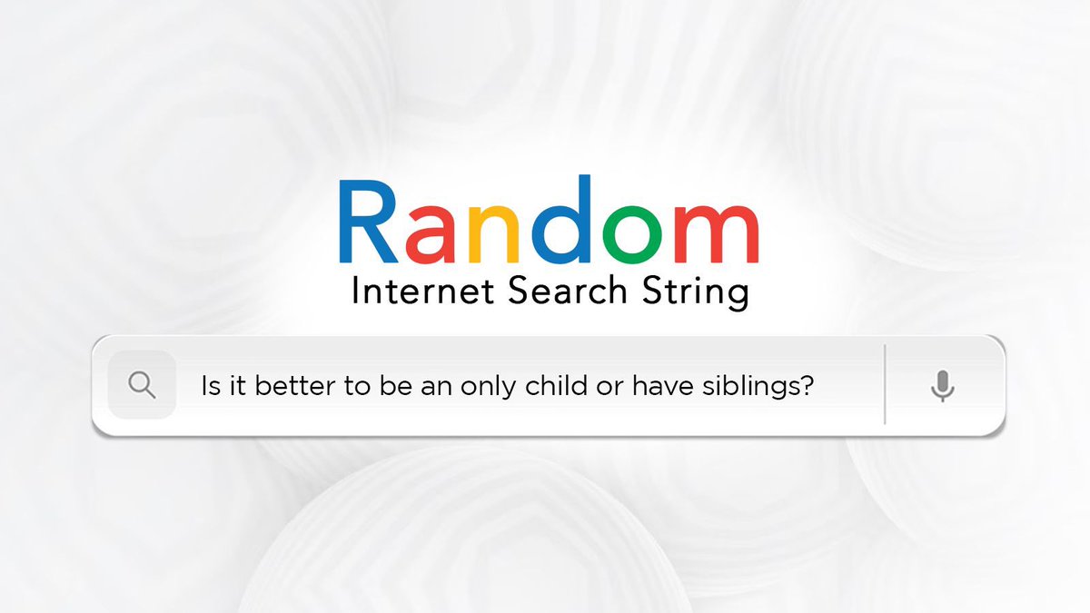 Today’s #RandomInternetSearch: Is it better to be an only child or have siblings? @KhutsoTheledi #BreakAwayWithKhutsoTheledi 

📲: 060 552 7303
☎️: 086 000 2160